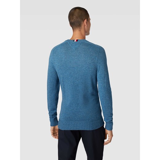 Sweter z dzianiny z wyhaftowanym logo model ‘MERINO’ Tommy Hilfiger XL promocja Peek&Cloppenburg 