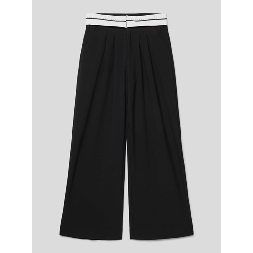 Spodnie materiałowe z paskiem w kontrastowym kolorze ze sklepu Peek&Cloppenburg  w kategorii Spodnie dziewczęce - zdjęcie 168343088