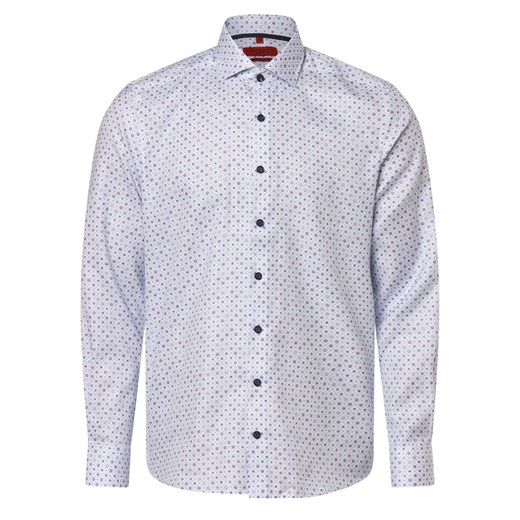 Finshley & Harding Koszula męska - Non-iron - Dwuwarstwowa Mężczyźni Slim Fit Bawełna biały wzorzysty ze sklepu vangraaf w kategorii Koszule męskie - zdjęcie 168347267