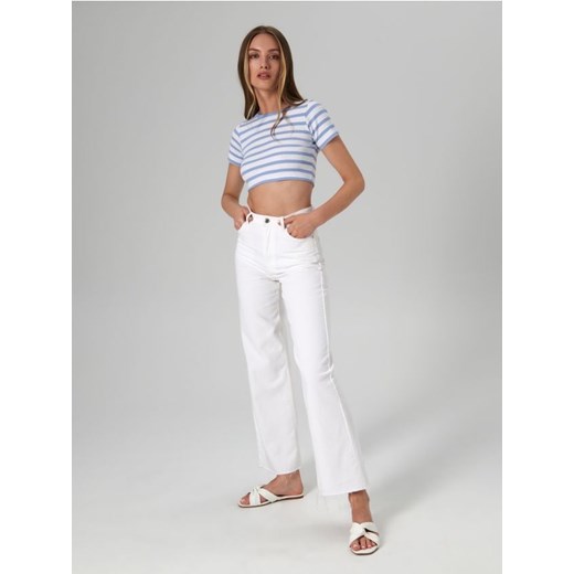 Sinsay - Crop top w prążki - niebieski ze sklepu Sinsay w kategorii Bluzki damskie - zdjęcie 168376335