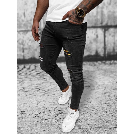 Spodnie jeansowe męskie czarne OZONEE DR/TF263 ze sklepu ozonee.pl w kategorii Jeansy męskie - zdjęcie 168376436