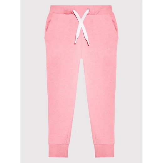 4F Spodnie dresowe HJL22-JSPDD001 Różowy Regular Fit ze sklepu MODIVO w kategorii Spodnie dziewczęce - zdjęcie 168377546