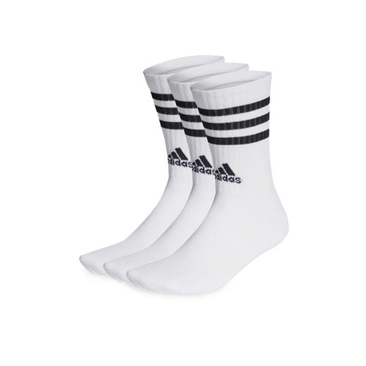 adidas Skarpety wysokie unisex 3-Stripes Cushioned Crew Socks 3 Pairs HT3458 Biały ze sklepu MODIVO w kategorii Skarpetki damskie - zdjęcie 168377728