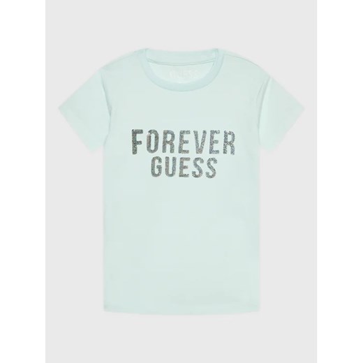 Guess T-Shirt K3RI05 K6YW3 Niebieski Regular Fit ze sklepu MODIVO w kategorii Bluzki dziewczęce - zdjęcie 168378488