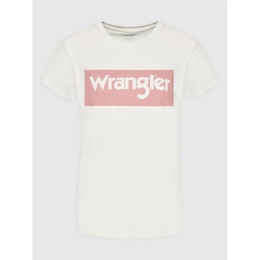 Wrangler T-Shirt Box Logo W7P3D3C11 Beżowy Regular Fit Wrangler XS okazja MODIVO