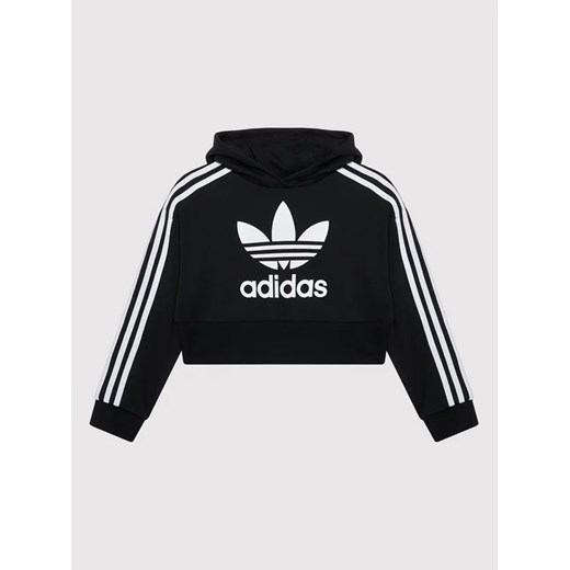 adidas Bluza adicolor Cropped H32337 Czarny Loose Fit 13_14Y okazyjna cena MODIVO