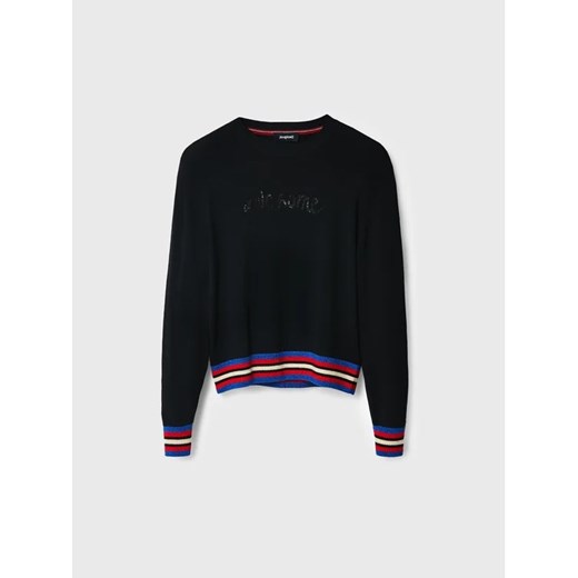 Desigual Sweter Mara 22WWJF15 Czarny Regular Fit Desigual XL promocyjna cena MODIVO