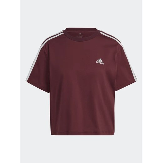 adidas T-Shirt Essentials 3-Stripes Single Jersey Crop Top IL3410 Czerwony Loose L wyprzedaż MODIVO