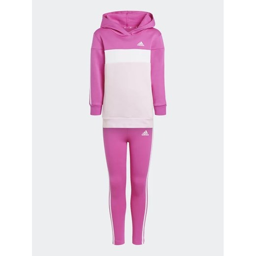 adidas Komplet bluza i legginsy Tiberio 3-Stripes Colorblock Fleece IA3117 Różowy Slim Fit ze sklepu MODIVO w kategorii Dresy dziewczęce - zdjęcie 168392338