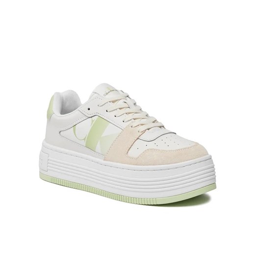 Calvin Klein Jeans Sneakersy Bold Flatf Low Lace Mix Nbs Sat YW0YW01308 Biały 40 MODIVO
