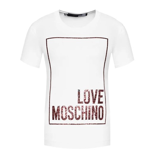 LOVE MOSCHINO T-Shirt W4H0605M 3876 Biały Regular Fit Love Moschino 40 MODIVO okazja