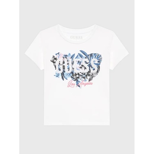 Guess T-Shirt J3GI22 K6YW1 Biały Regular Fit ze sklepu MODIVO w kategorii Bluzki dziewczęce - zdjęcie 168396656