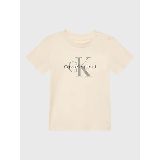 Calvin Klein Jeans T-Shirt Monogram IN0IN00001 Beżowy Regular Fit ze sklepu MODIVO w kategorii T-shirty chłopięce - zdjęcie 168397657