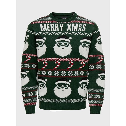 Only & Sons Sweter Xmas Santa 22023994 Zielony Regular Fit Only & Sons S MODIVO