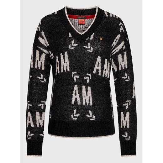 Aeronautica Militare Sweter 222MA1417DL478 Czarny Modern Relaxed Fit Aeronautica Militare XS okazja MODIVO