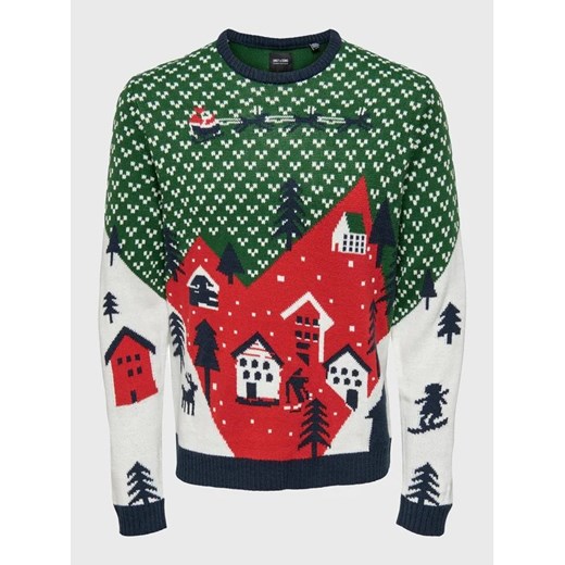 Only & Sons Sweter Xmas 22023349 Zielony Regular Fit Only & Sons M MODIVO