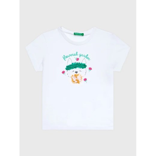 United Colors Of Benetton T-Shirt 3096G107O Biały Regular Fit ze sklepu MODIVO w kategorii Bluzki dziewczęce - zdjęcie 168407518