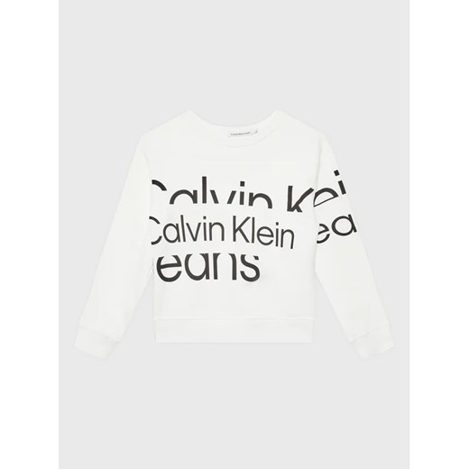 Calvin Klein Jeans Bluza Blown Up Logo IB0IB01629 Biały Regular Fit ze sklepu MODIVO w kategorii Bluzy chłopięce - zdjęcie 168409856