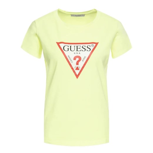 Guess T-Shirt Basic Triangle Tee W01I98 JA900 Żółty Regular Fit Guess XS promocja MODIVO
