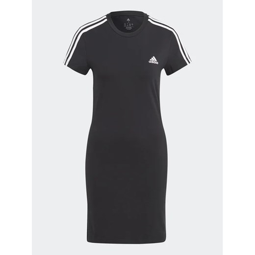 adidas Sukienka codzienna Essentials 3-Stripes Tee Dress IC8785 Czarny Fitted M wyprzedaż MODIVO