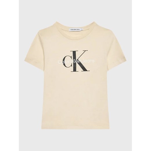 Calvin Klein Jeans T-Shirt Monogram Logo IU0IU00267 Écru Regular Fit ze sklepu MODIVO w kategorii T-shirty chłopięce - zdjęcie 168412999