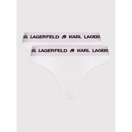 KARL LAGERFELD Komplet 2 par stringów Logo Set 211W2126 Biały ze sklepu MODIVO w kategorii Majtki damskie - zdjęcie 168415497