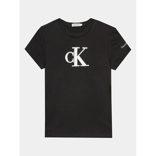 Calvin Klein Jeans T-Shirt Metallic Monogram IG0IG02342 Czarny Slim Fit ze sklepu MODIVO w kategorii T-shirty chłopięce - zdjęcie 168421256
