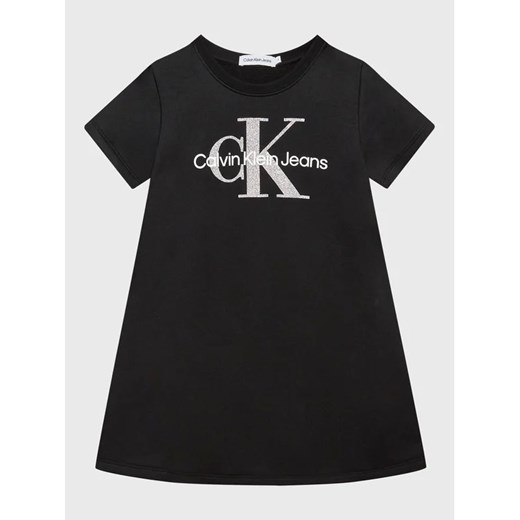 Calvin Klein Jeans Sukienka codzienna Monogram Metallic IG0IG01835 Czarny Regular Fit ze sklepu MODIVO w kategorii Sukienki dziewczęce - zdjęcie 168421558