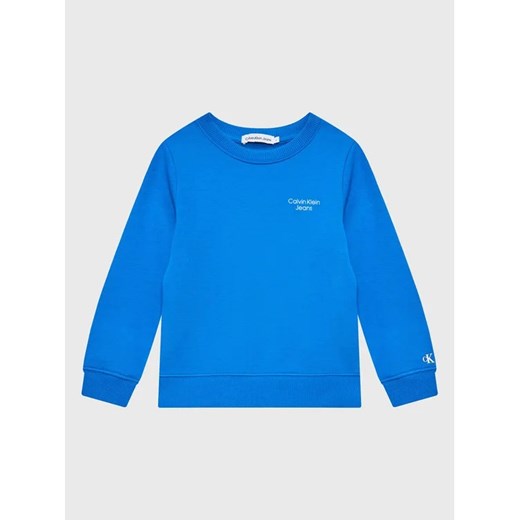 Calvin Klein Jeans Bluza Stack Logo IB0IB01292 Niebieski Regular Fit 10Y wyprzedaż MODIVO