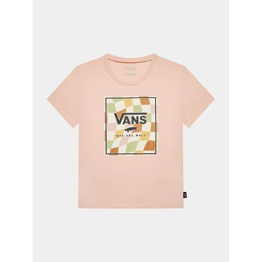 Vans T-Shirt Checker Box Crew VN000795 Różowy Regular Fit ze sklepu MODIVO w kategorii Bluzki dziewczęce - zdjęcie 168423375