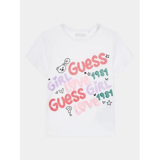 Guess T-Shirt K4RI03 K6YW4 Biały Regular Fit ze sklepu MODIVO w kategorii Bluzki dziewczęce - zdjęcie 168426508
