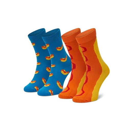 Happy Socks Zestaw 2 par wysokich skarpet dziecięcych KHDO02-6700 Niebieski ze sklepu MODIVO w kategorii Skarpetki dziecięce - zdjęcie 168427015