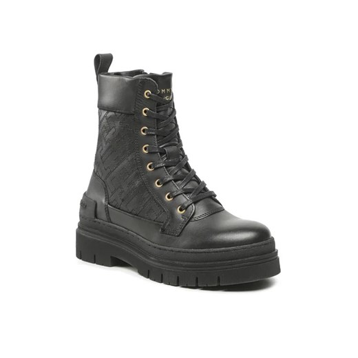 Tommy Hilfiger Trapery Lace Up Zip Boot Monogram FW0FW06849 Czarny Tommy Hilfiger 37 okazyjna cena MODIVO