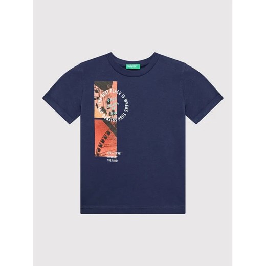 United Colors Of Benetton T-Shirt 3096C103Y Granatowy Regular Fit ze sklepu MODIVO w kategorii T-shirty chłopięce - zdjęcie 168431045
