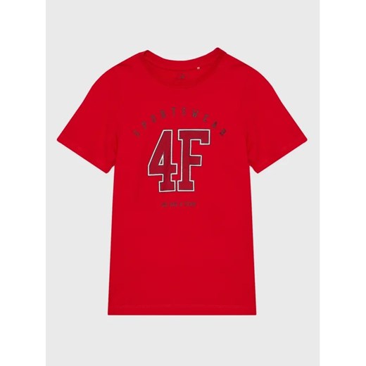 4F T-Shirt HJZ22-JTSM008 Czerwony Regular Fit ze sklepu MODIVO w kategorii T-shirty chłopięce - zdjęcie 168435809