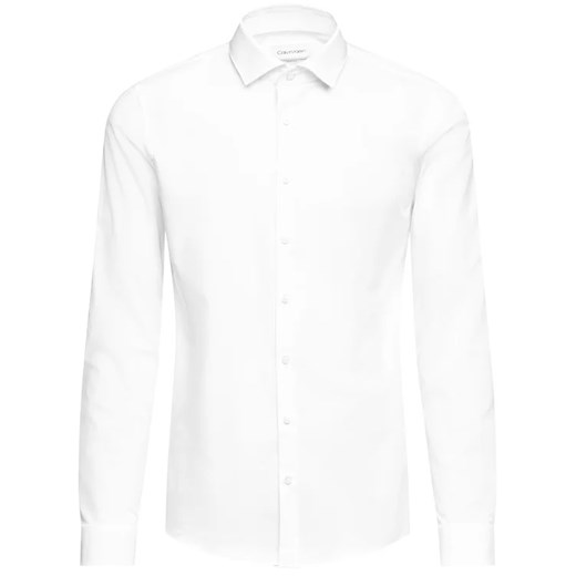 Calvin Klein Koszula 2ply Poplin Stretch Slim Shirt K10K103025 Biały Slim Fit Calvin Klein 43 wyprzedaż MODIVO