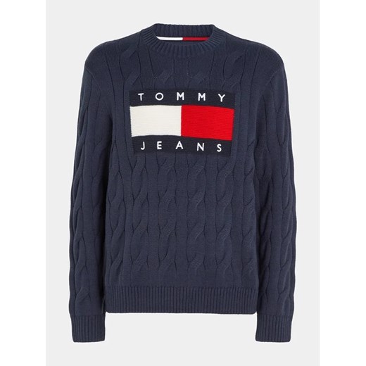 Tommy Jeans Sweter Flag DM0DM17762 Granatowy Relaxed Fit Tommy Jeans M MODIVO wyprzedaż