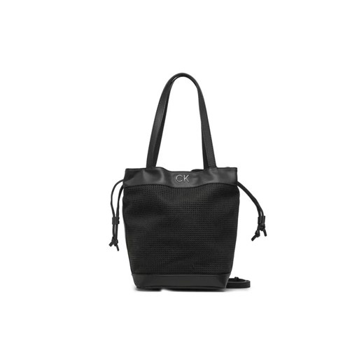 Calvin Klein Torebka Re-Lock Drawstring Bag Perf K60K610635 Czarny ze sklepu MODIVO w kategorii Torebki worki - zdjęcie 168443376
