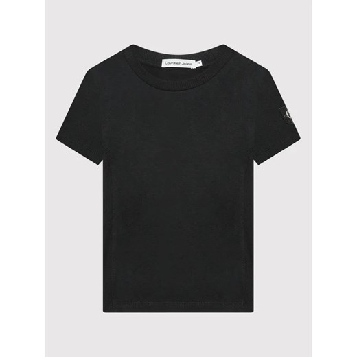 Calvin Klein Jeans T-Shirt Badge Rib IB0IB01113 Czarny Regular Fit 14Y MODIVO