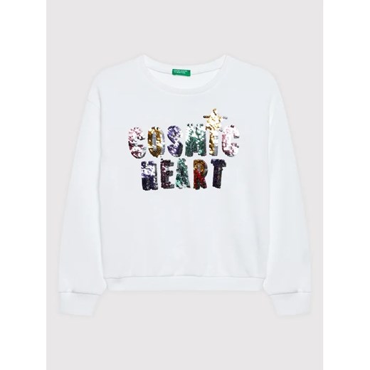 United Colors Of Benetton Bluza 3J68C101I Biały Regular Fit United Colors Of Benetton 140 wyprzedaż MODIVO