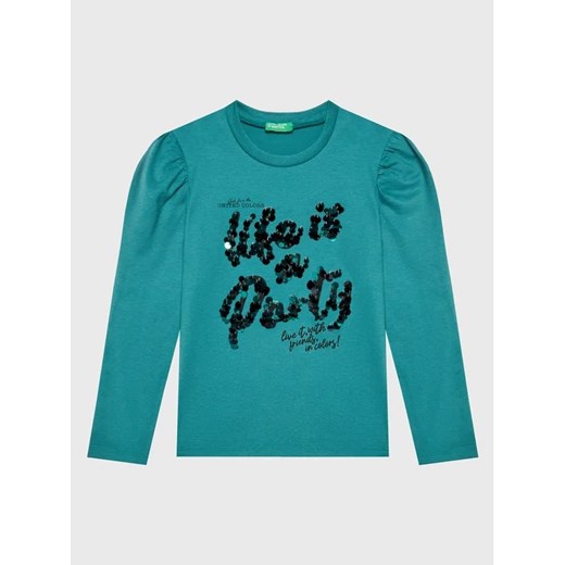 United Colors Of Benetton Bluzka 3YN4C108T Zielony Regular Fit United Colors Of Benetton 160 wyprzedaż MODIVO