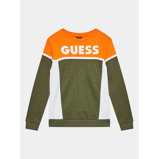 Guess Bluza L3BQ02 KAX73 Khaki Regular Fit ze sklepu MODIVO w kategorii Bluzy chłopięce - zdjęcie 168451878