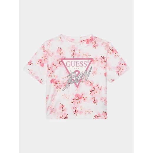 Guess T-Shirt J4RI06 K6YW3 Różowy Boxy Fit ze sklepu MODIVO w kategorii Bluzki dziewczęce - zdjęcie 168460209