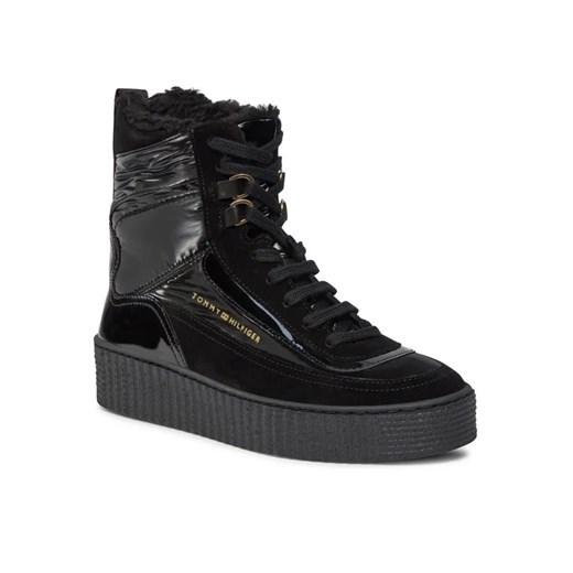 Tommy Hilfiger Botki Patent Laceup City Snow Boot FW0FW07841 Czarny Tommy Hilfiger 37 MODIVO