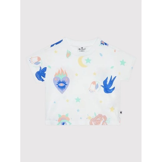 Champion T-Shirt All-Over Colourful Print 404400 Biały Custom Fit Champion 114_119 wyprzedaż MODIVO