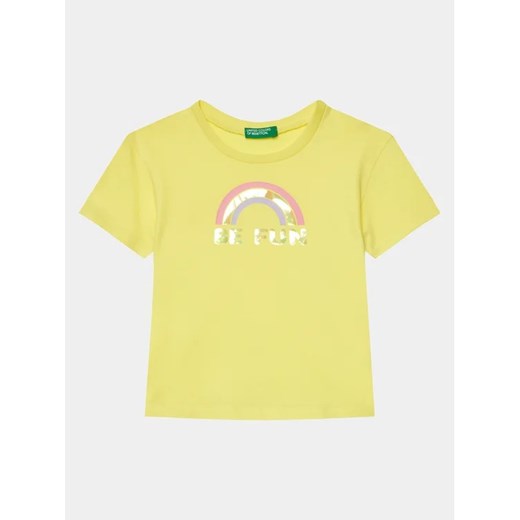 United Colors Of Benetton T-Shirt 3096G10E5 Żółty Boxy Fit ze sklepu MODIVO w kategorii Bluzki dziewczęce - zdjęcie 168467009