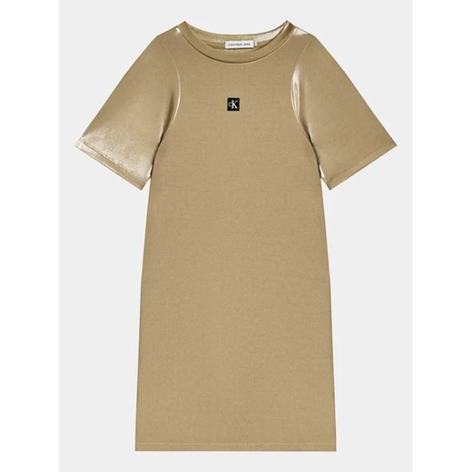 Calvin Klein Jeans Sukienka codzienna Metallic IG0IG02323 Złoty Regular Fit ze sklepu MODIVO w kategorii Sukienki dziewczęce - zdjęcie 168468755