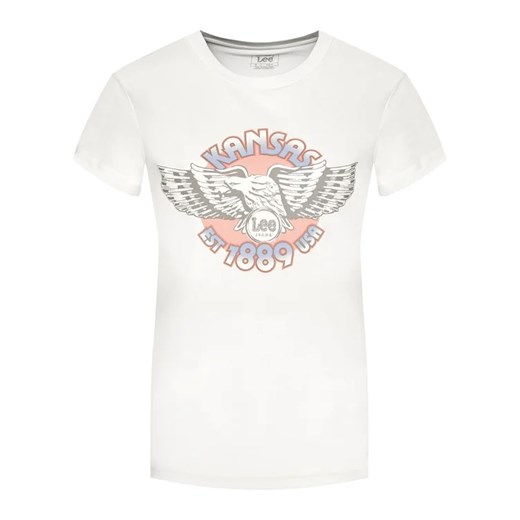 Lee T-Shirt Logo L44NEHNQ Biały Slim Fit Lee M MODIVO
