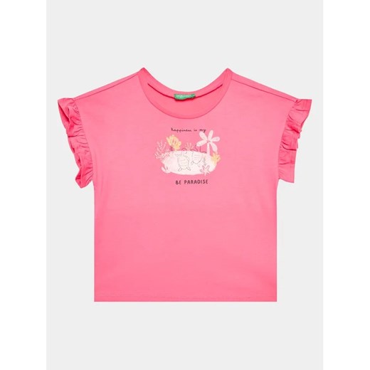 United Colors Of Benetton T-Shirt 3096G1093 Różowy Regular Fit ze sklepu MODIVO w kategorii Bluzki dziewczęce - zdjęcie 168475645