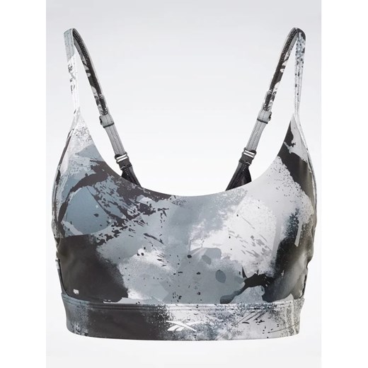 Reebok Biustonosz sportowy Lux Strappy Allover Print HS7793 Czarny Reebok M MODIVO wyprzedaż